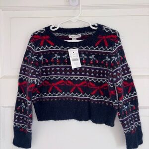 Crewcuts Kids Navy Sweater with Red and White Patterns